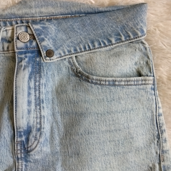 New Willow & Root Sz 34 washed denim raw hem folded up waist distressed shorts - Picture 4 of 11